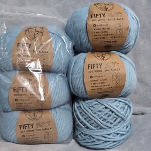 Lion Brand Fifty Fifty Yarn - Light Blue